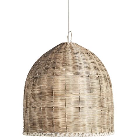 Lustre rotin marron style boho finition vieillie élégante - Marron rotin finition vieillie