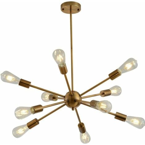 COMELY Lustre Spoutnik Métal Vintage, Suspension 10 Lumières E27, Douille en Laiton, Lampe Satellite, Luminaire Pendentif Pour Salon Chambre Salle à manger