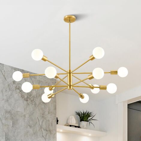 Lustre Spoutnik moderne, suspension vintage 12 lumières, plafonnier industriel rétro, lustre en cuivre (sans ampoule blanche)