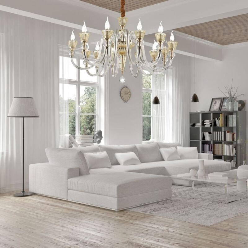 Ideal Lux Strauss - Lustre à 12 ampoules au fini or rose, E14