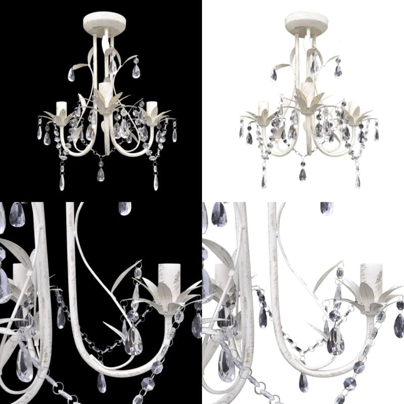 Vidaxl - Lustre suspendu à cristaux Blanc élégant - lustre - lustres - Home & Living - Blanc