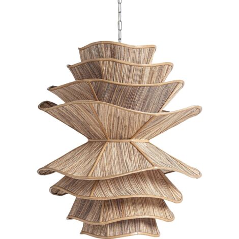 Lustre suspendu boho en bois de noix de coco marron naturel - Marron bois de coco naturel