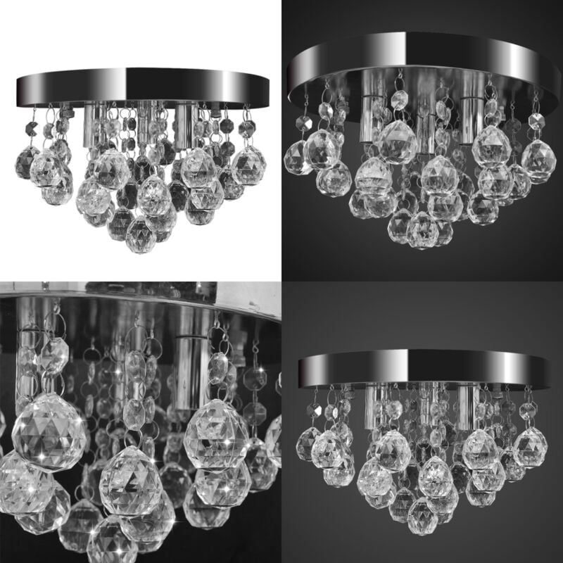 Lustre suspendu Design de cristal Chrome - Plafonnier Cristal - Lustre Cristal - Luminaire Intérieur - Éclairage Moderne - Décoration Intérieure