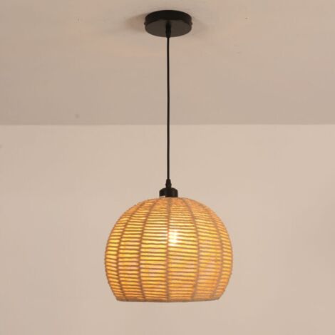 Lustre Suspendu Design en Corde Tressée, 30x30x150 cm, Noir et Marron, Douille E27 (Ampoule Non Incluse), Pour Salon, Chambre, Salle à Manger, Décoration Bohème