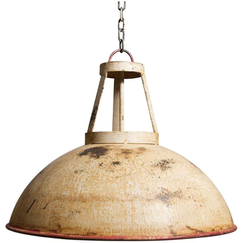 Biscottini - Lustre suspendu du dessin industriel, fait en fer, finition crème patinée L46xPR46 xPR40cm non électrifié