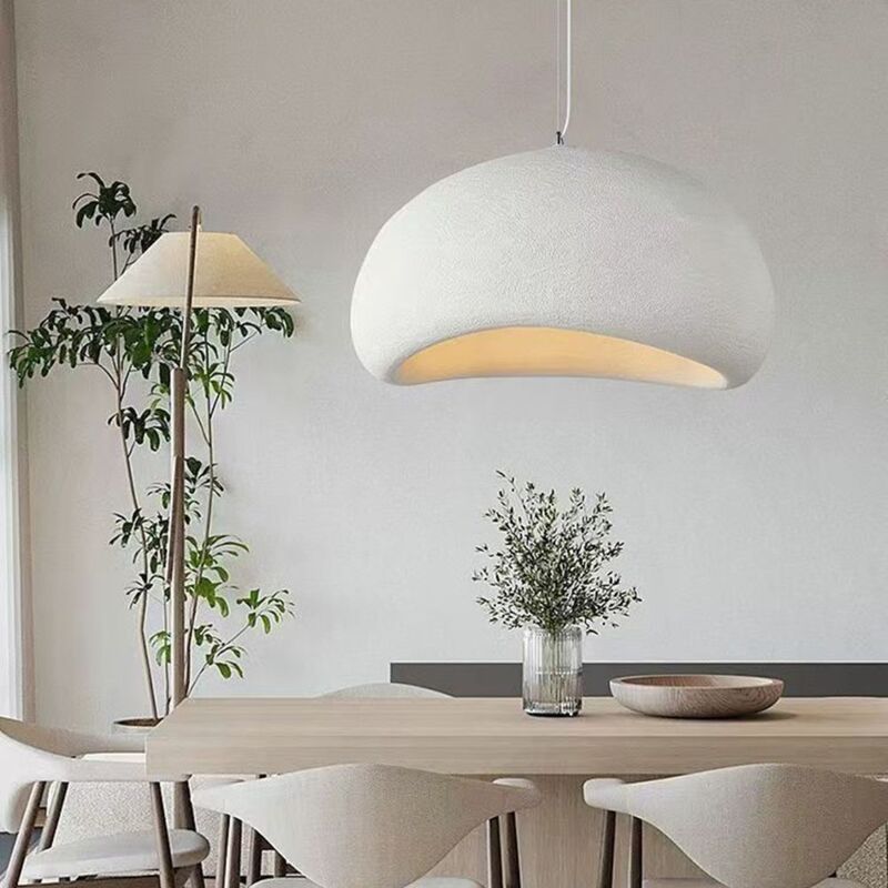 Lustre Suspendu Style Japonais Wabi Sabi - Abat-jour Minimaliste Crème pour Salon Salle à Manger - Éclairage Design Plafond Haut