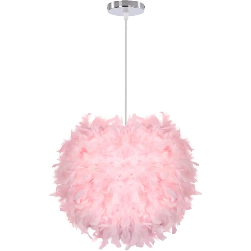 Lustre Suspension ø 30cm Plafonnier Lustre Plume Rose Suspension Luminaire pour Chambre Salon (Rose) Rapanda