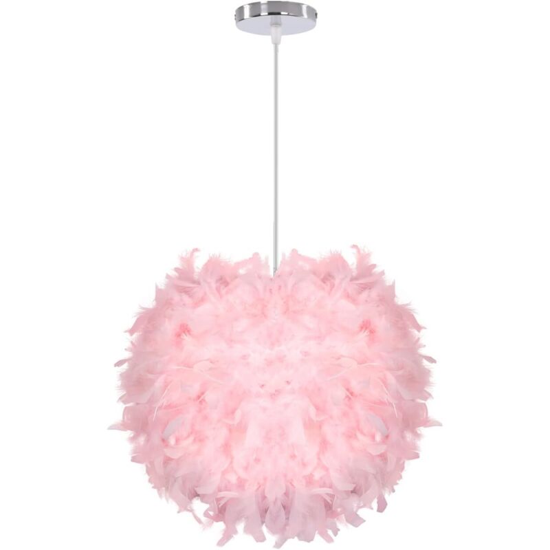 Rapanda - Lustre Suspension ø 30cm Plafonnier Lustre Plume Rose Suspension Luminaire pour Chambre Salon (Rose)
