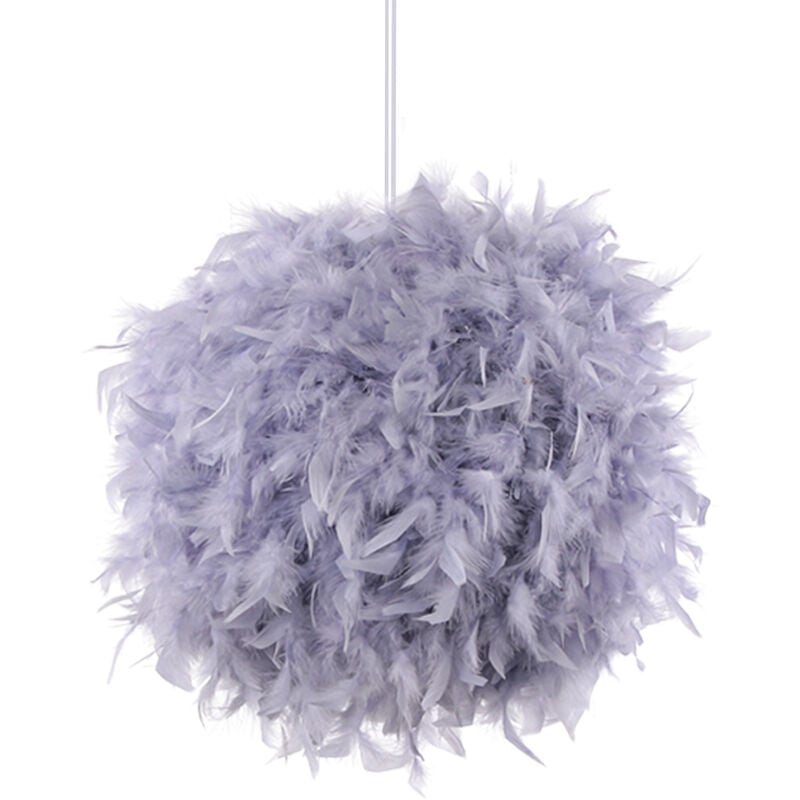 Lustre Suspension 35cm en Boule Plumes E27 Luminaire pour Chambre d'enfant Salon Gris