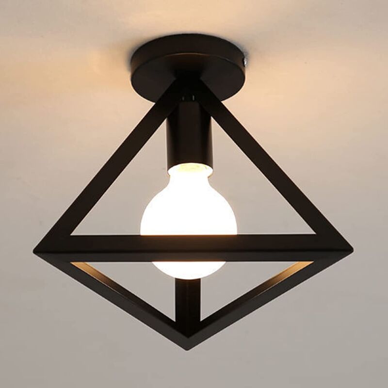 Wottes – Plafonnier en métal noir moderne 25x25x20cm – Douille E27 – Design géométrique pour salon, chambre, café, bar Wottes – Plafonnier en métal noir moderne 25x25x20cm – Douille E27 – Design géométrique pour salon, chambre, café, bar
