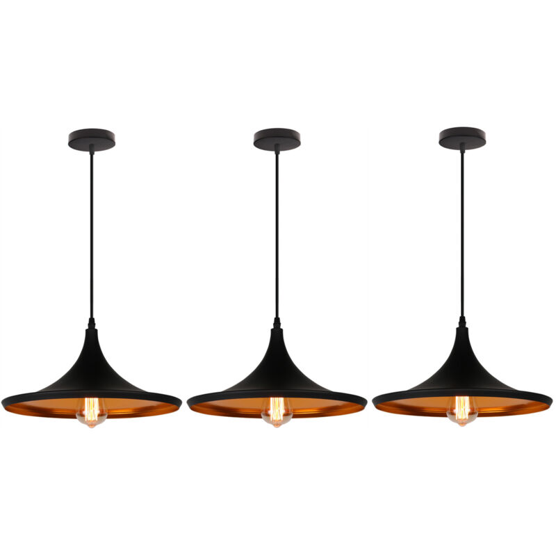 Lustre Suspension Rétro E27 Luminaire de Plafond Métal Plafonnier Lamp Intérieur pour Cuisine Chambre Café Restaurant - 3Pcs Lustre Suspension Rétro E27 Luminaire de Plafond Métal Plafonnier Lamp Intérieur pour Cuisine Chambre Café Restaurant - 3Pcs