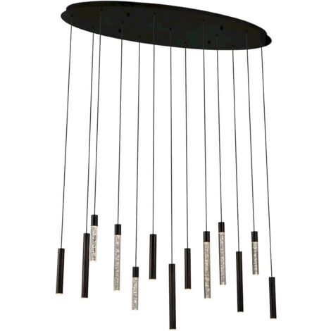 lustre suspension bronze design contemporain 13 lampes élégance - bronze foncé et noir élégant