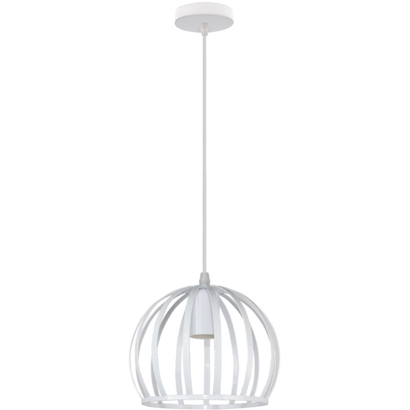 Lustre Suspension Industrielle Cage Métal Luminaire Plafonnier Créatif Ronde E27 pour Salon Chambre Bar Blanc - 1Pcs Lustre Suspension Industrielle Cage Métal Luminaire Plafonnier Créatif Ronde E27 pour Salon Chambre Bar Blanc - 1Pcs