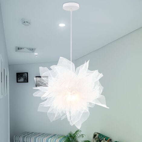 STOEX Lustre Suspension Contemporain Diamètre 50 cm E27 Blanche , Abat-jour Luminaire Plafonnier pour Chambre de l'enfant, Salon, Décor