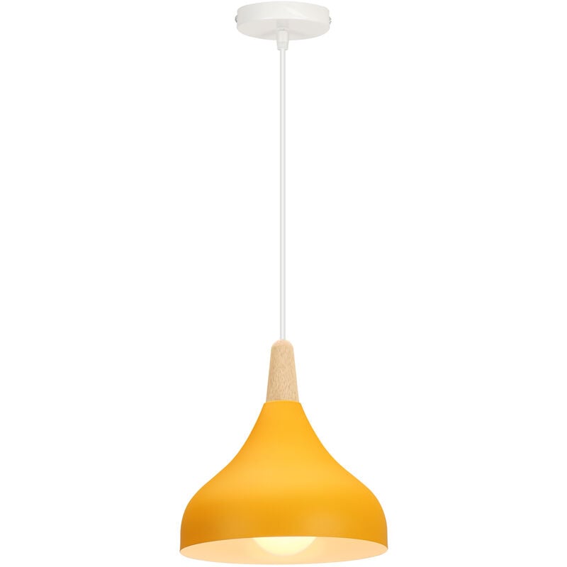 Lustre Suspension Contemporain E27 Luminaire Corde Ajustable 20x20cm Jaune