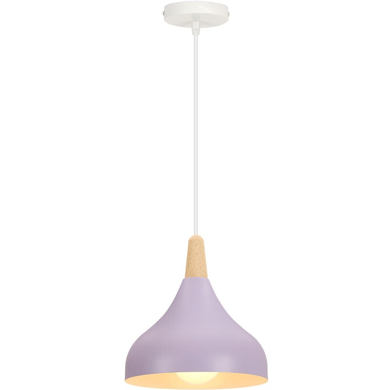 Lustre Suspension Contemporain E27 Luminaire Corde Ajustable 20x20cm Violet