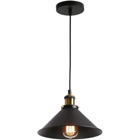 Lustre, suspension contemporaine en métal avec abat-jour noir, finition noir mat, style industriel, réglable, pour îlot de cuisine ou salle à manger (26 cm)