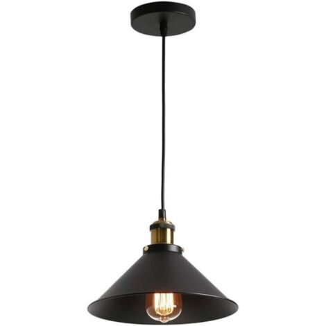 Lustre, suspension contemporaine en métal avec abat-jour noir, finition noir mat, style industriel, réglable, pour îlot de cuisine ou salle à manger (26 cm)
