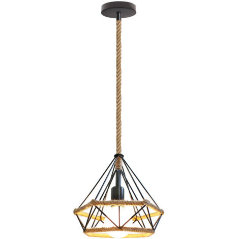 Lustre - suspension corde de chanvre - diam: 25cm