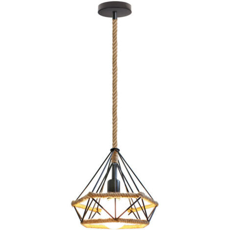 Lustre - suspension corde de chanvre - diam: 25cm