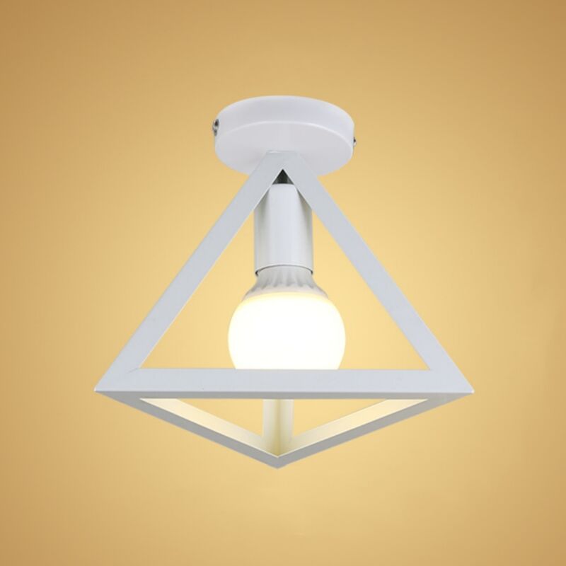 Plafonnier Abat-jour Créativité Triangle Lampe de Plafon Moderne Suspension E27 pour Salon Café Bar Blanc