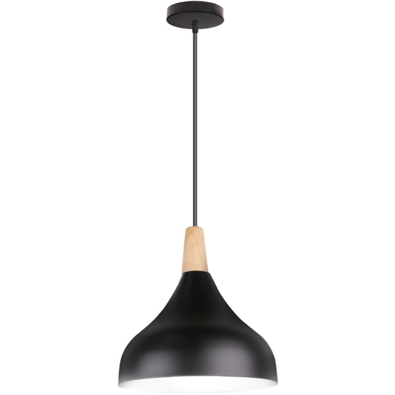 Lustre Suspension Moderne E27 Éclairage Intérieur Lampe Suspension Créative Simple Noir Ø20CM pour Chambre Salon - 1Pcs