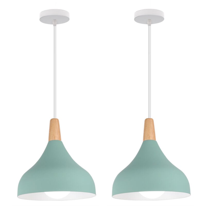 Lustre Suspension Moderne E27 Éclairage Intérieur Lampe Suspension Créative Simple Vert Ø20CM pour Chambre Salon - 2Pcs