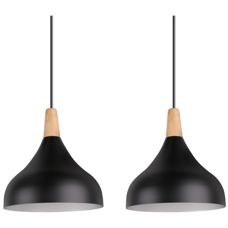Lustre Suspension Moderne E27 Éclairage Intérieur Lampe Suspension Créative Simple Noir Ø20CM pour Chambre Salon - 2Pcs