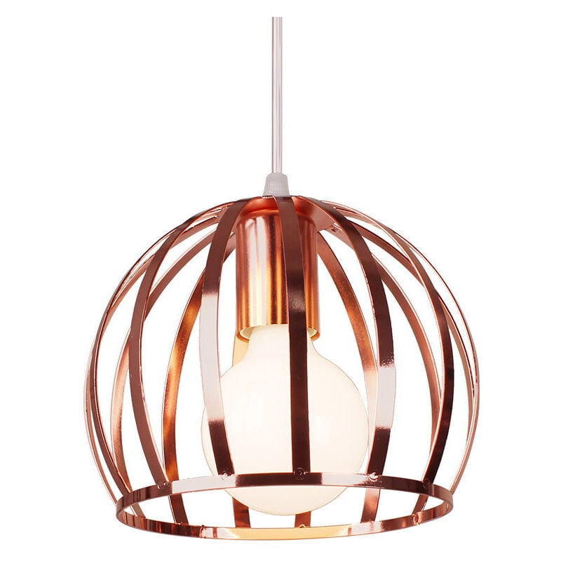 Axhup - Lustre Suspension E27 Cage en Fer 19cm Or Rose Luminaire Eclairage pour Décor Restaurant Salle Chambre