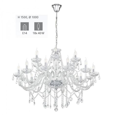 Lustre suspension en cristal  BASILANO 1  KLAR, 18 ampoules