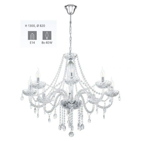 Lustre suspension en cristal  BASILANO 1  KLAR, 8 ampoules