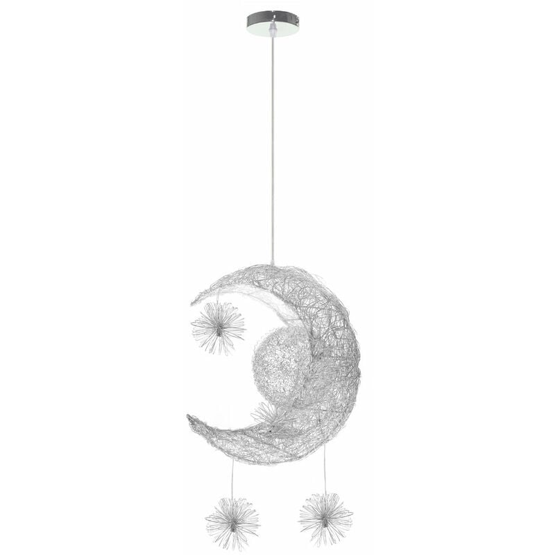 Lustre Suspension Lune Étoiles led avec 5 Ampoules Suspension Luminaire Décoration pour Chambre Couloir Cafés Ø32CM - Lumière Blanche Froide