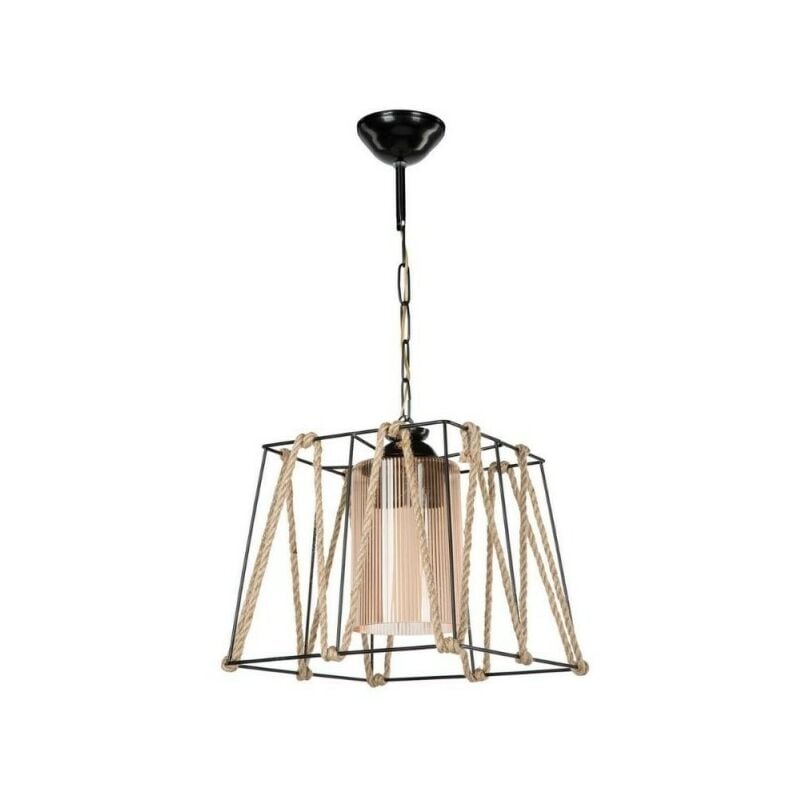 Webmarketpoint - Lustre suspension en métal noir et corde 25x h55 cm