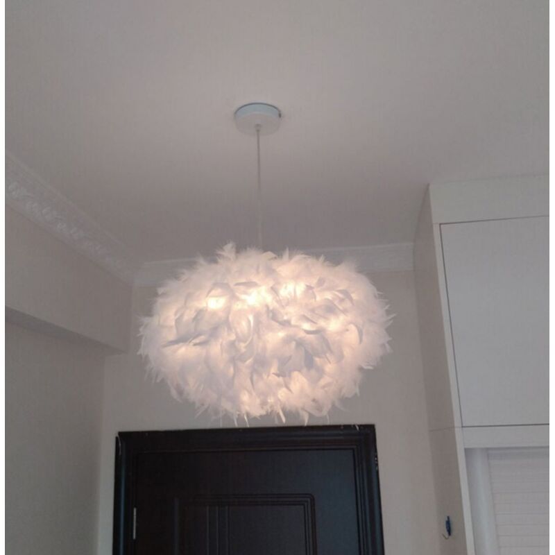 Lustre Suspension en Plume E27 45cm Blanc