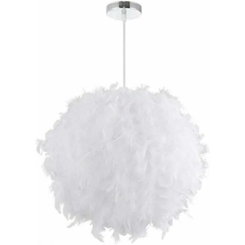 Lablanc - Lustre Suspension en Plumes 30 cm E27 40W Blanc, Ensoleillé