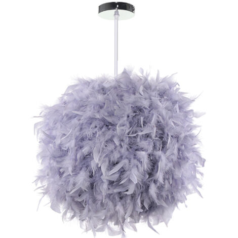 Lustre Suspension en Plumes 30 cm E27 40W Gris