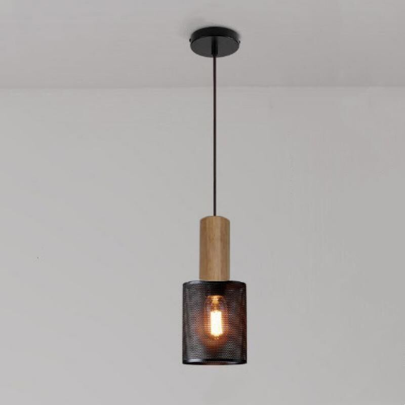 Lampada a Sospensione Industriale Retrò Lampadario da Soffitto Metallo Legno Plafoniera Interna Ø10CM Lampada a Sospensione Industriale Retrò Lampadario da Soffitto Metallo Legno Plafoniera Interna Ø10CM
