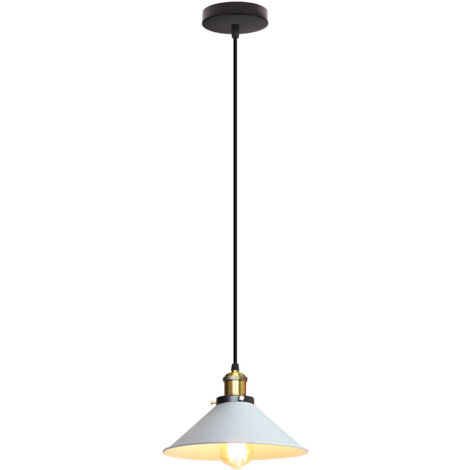 Lustre Suspension Industriel E27 Lustre Plafonnier en Forme Chapeau Lampe à Suspension Réglable Blanc - 1Pcs