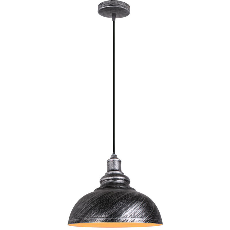 Lustre Suspension Industriel Rétro E27 Lampe Plafonnier Abat-jour Fer pour Salon Chambre Salle à Manger Restaurant - Gris