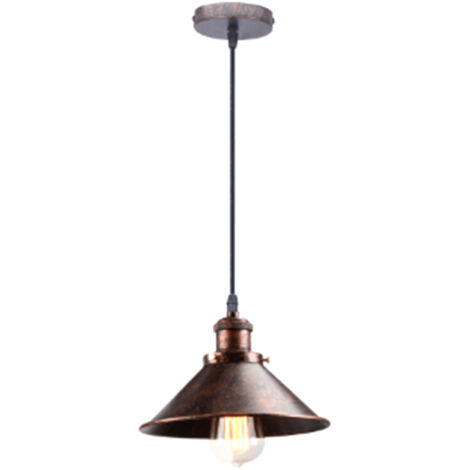Lustre Suspension Industriel Vintage E27 Luminaire Plafonnier Métal Lampe à Suspension Réglable Ø22CM Couleur Rouille - 1Pcs