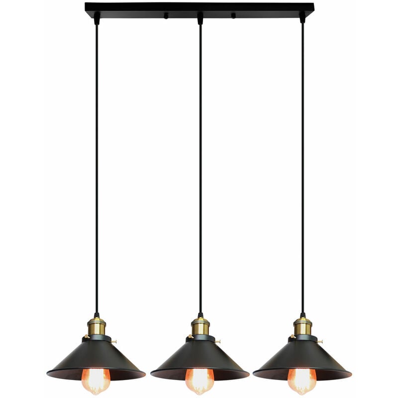 Lustre Suspension Industrielle 3 Lumieres Adjustable-Luminaire Vintage Salle a Manger Salon Chalbre