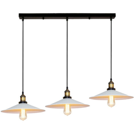 Lustre Suspension Industrielle Rétro E27 Lampe Plafonnier Créatif 3 Luminaires Suspension Luminaire Réglable - Blanc + Noir