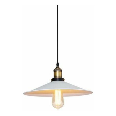 Lustre Suspension Industrielle Vintage 22cm Abat-Jour Lampe de Plafond luminaire pour restaurant café bar chambre,Blanc