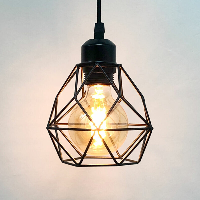 Lustre Suspension Industrielle Vintage Design Rétro Luminaire Led E27 pour Salon Chambre Cuisine Salle à manger - Noir