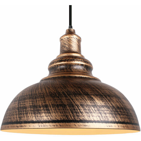 Lustre Suspension Industrielle Vintage E27 290mm Lampe Plafonniers Retro Abat-jour pour Cuisine Salle à manger Salon Chambre Restaurant Bronze