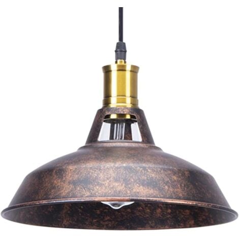 STOEX Lustre Suspension Industrielle Vintage E27 LED Lampe Plafonniers Retro Abat-jour pour Cuisine Salle à manger Salon Chambre Restaurant, Rouille