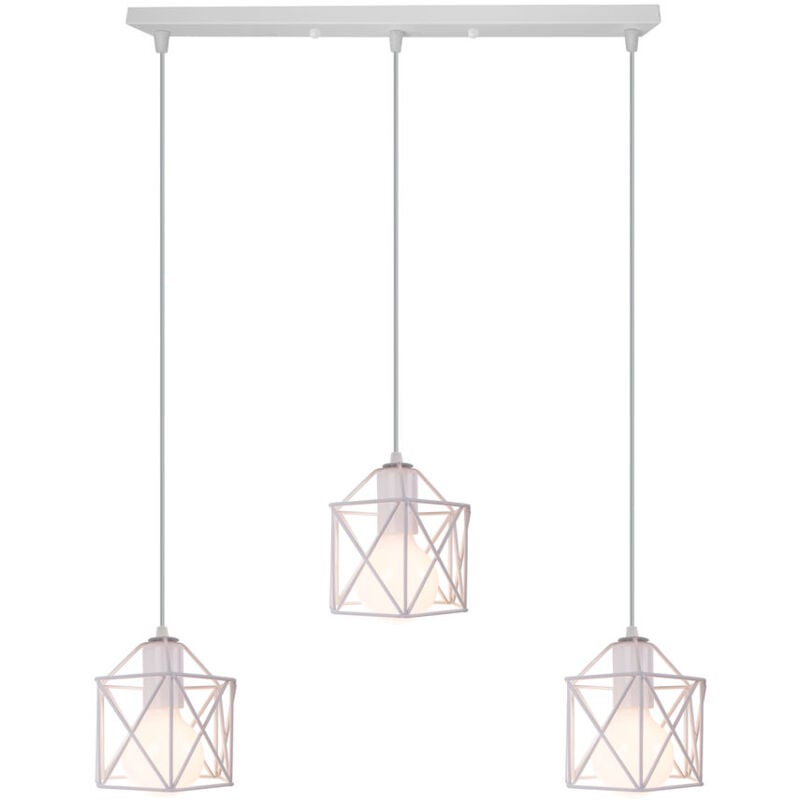 Wottes - Lustre Suspension Industrielle Vintage Lampe à Suspension Réglable Luminaire Plafonnier Intérieur E27 Ø14CM - Blanc