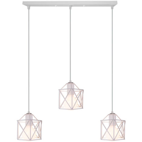 Lustre Suspension Industrielle Vintage Lampe à Suspension Réglable Luminaire Plafonnier Intérieur E27 Ø14CM - Blanc