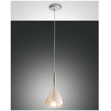 Lustre suspension LED Lila en métal et verre borosilicate ambré 3481-40-125 Fabas Luce