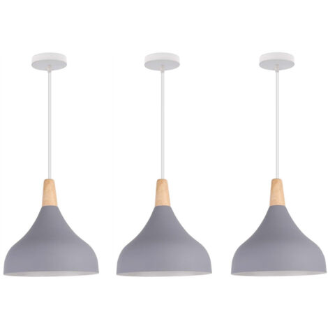 Lustre Suspension Moderne E27 Éclairage Intérieur Lampe Suspension Créative Simple Gris Ø20CM pour Chambre Salon - 3Pcs